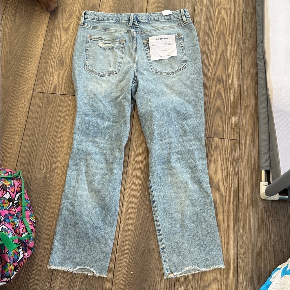 Good American Light Blue Distressed Straight Leg Jeans good boy new with tags - Picture 2 of 8